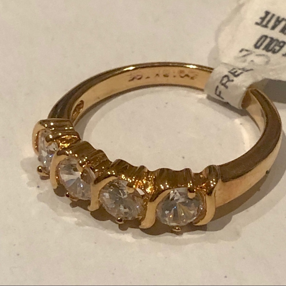 18kt Gold Plated Cubic Zirconia Wedding Band Ring